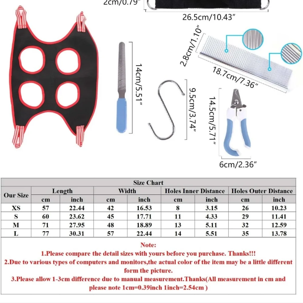 Pet Grooming Hammocks for Nail Trimming Anti-Bite Ten Hanging Hammocks
